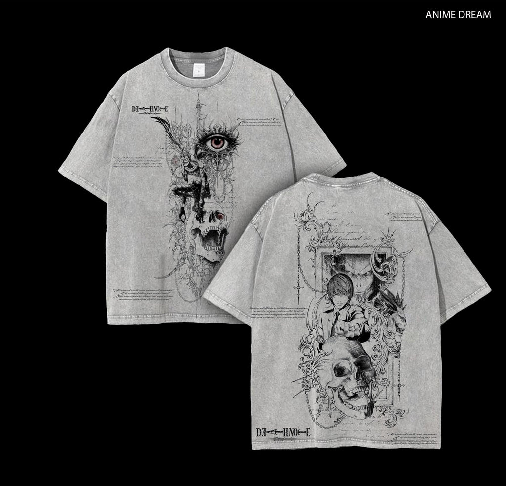 Death Note Anime Double Printed Vintage Washed Tee