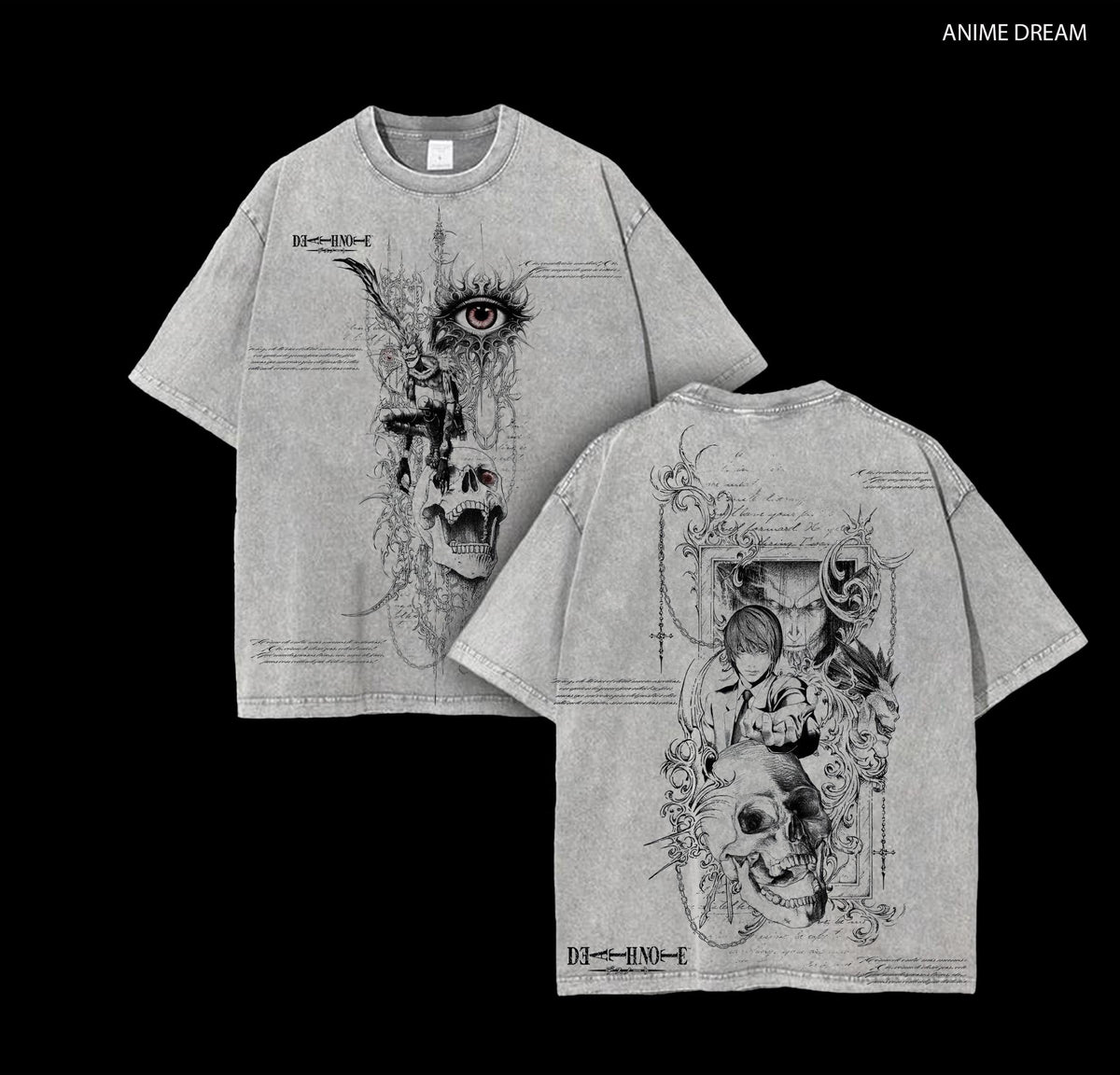 Death Note Anime Double Printed Vintage Washed Tee