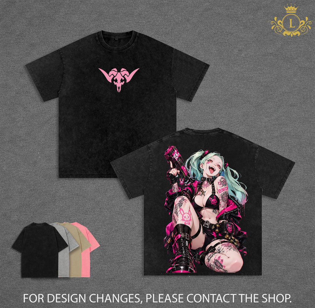 Limited Rebecca Cyberpunk Edgerunners Anime Vintage Washed Tee