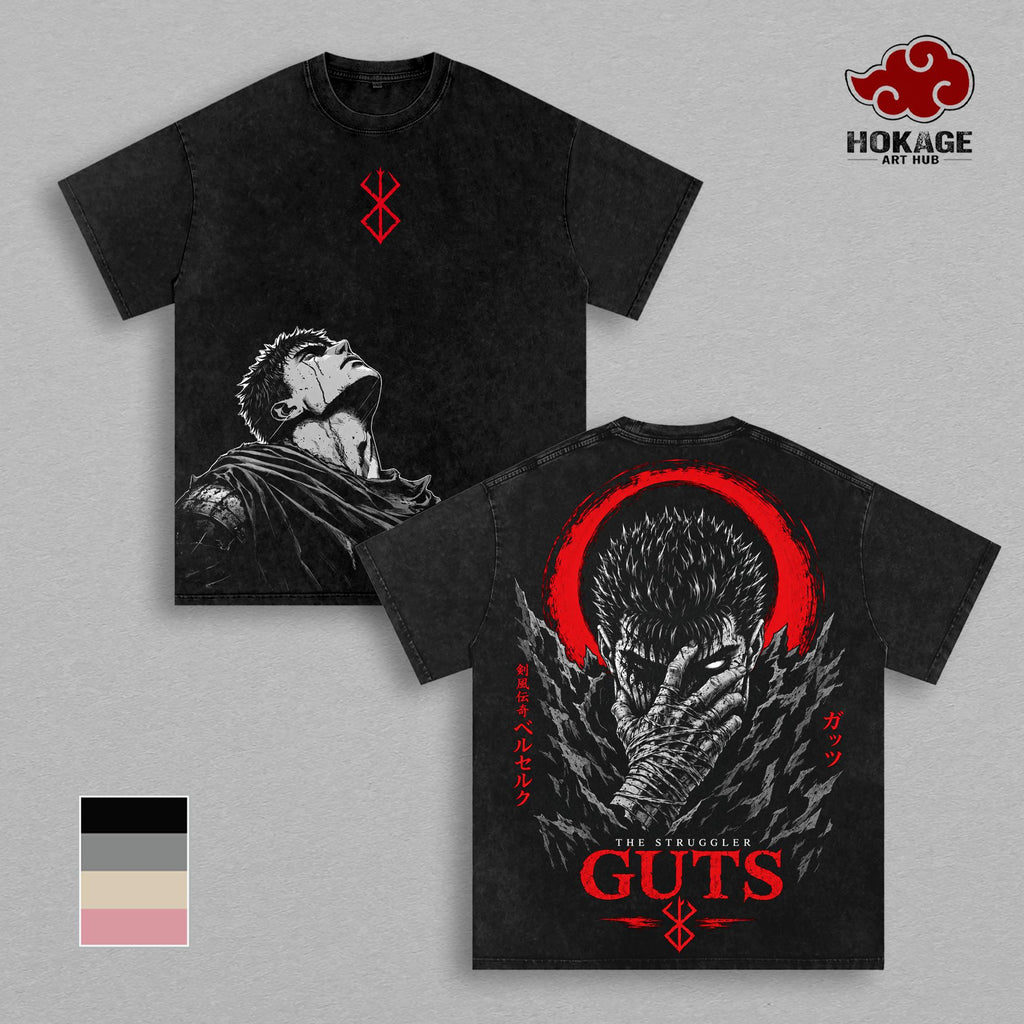 Guts Berserk Black Swordsman Anime Vintage Washed Tee