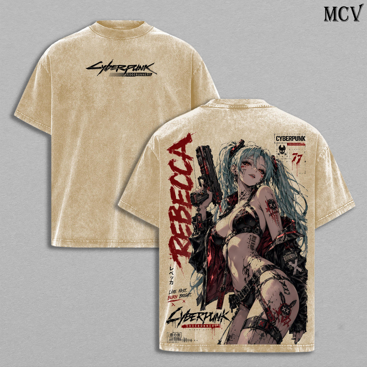 Rebecca Cyberpunk Edgerunners T-shirt - Apricot