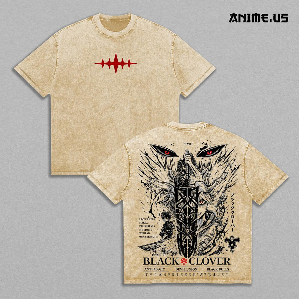Asta Black Clover Anti Magic Swordsman Anime Vintage Washed Tee