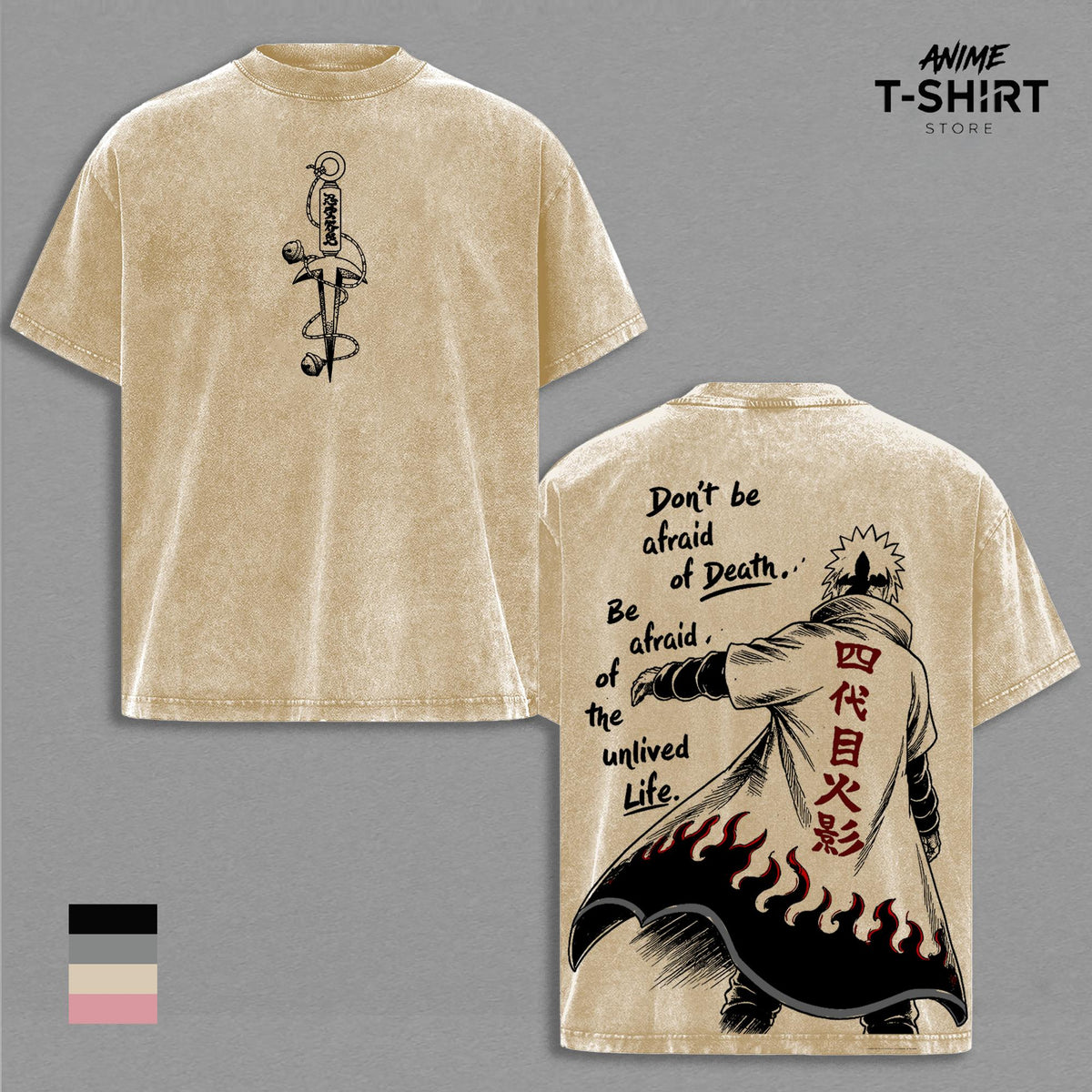 Minato Namikaze Naruto Fourth Hokage Anime Vintage Washed Tee