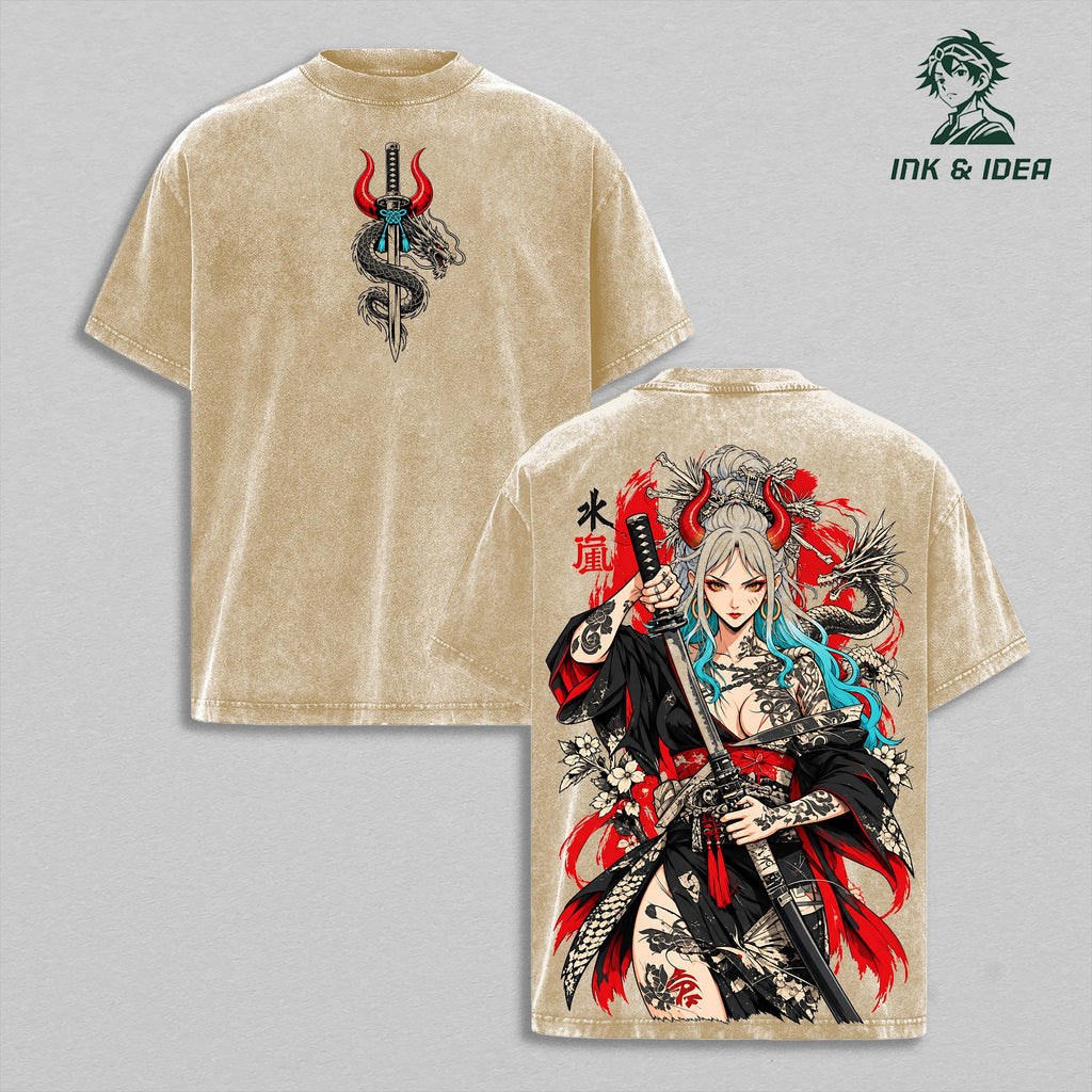 Yamato One Piece Oni Princess Anime Vintage Washed Tee