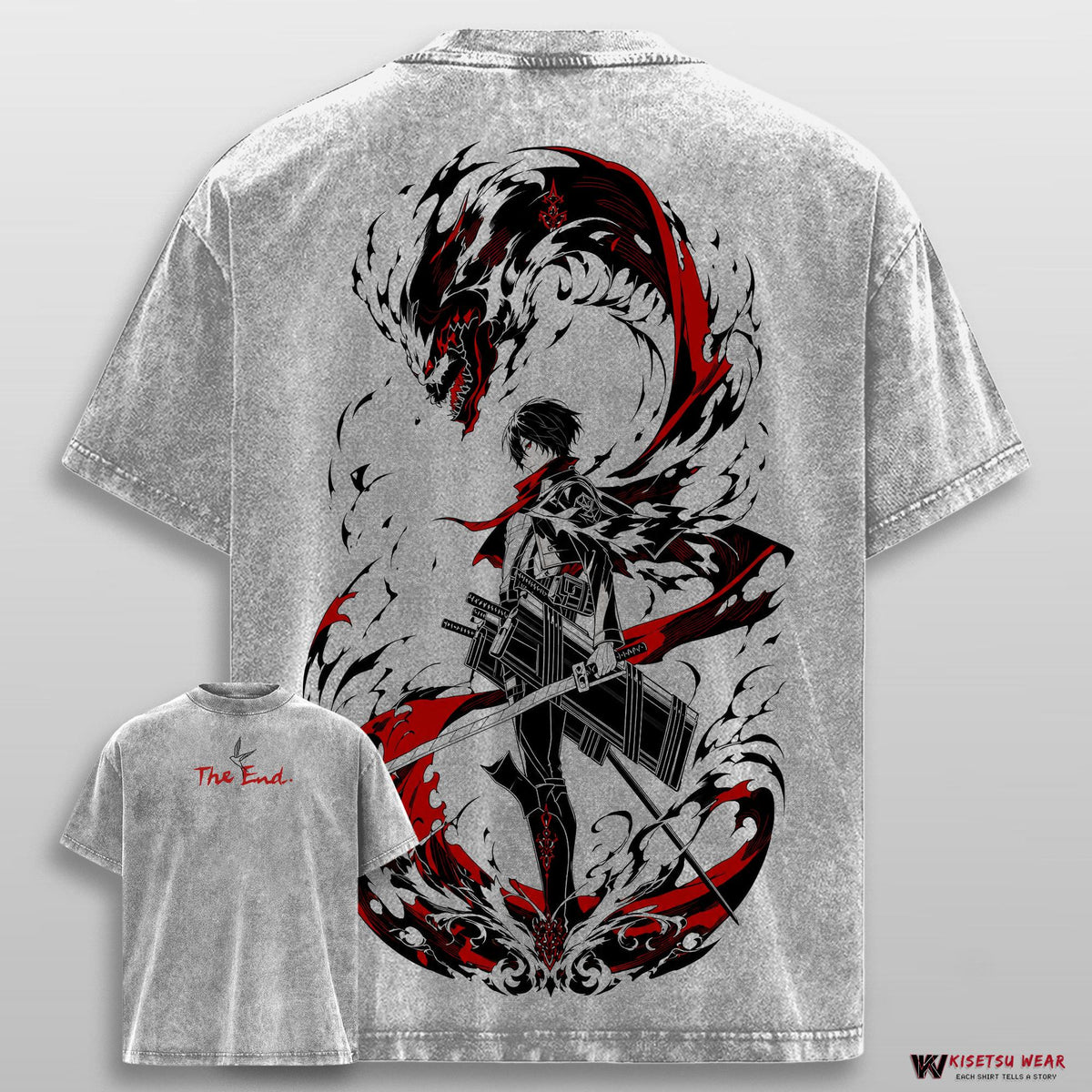 Mikasa Ackerman T Shirt – AOT Anime Tee, Vintage Washed Oversized Streetwear