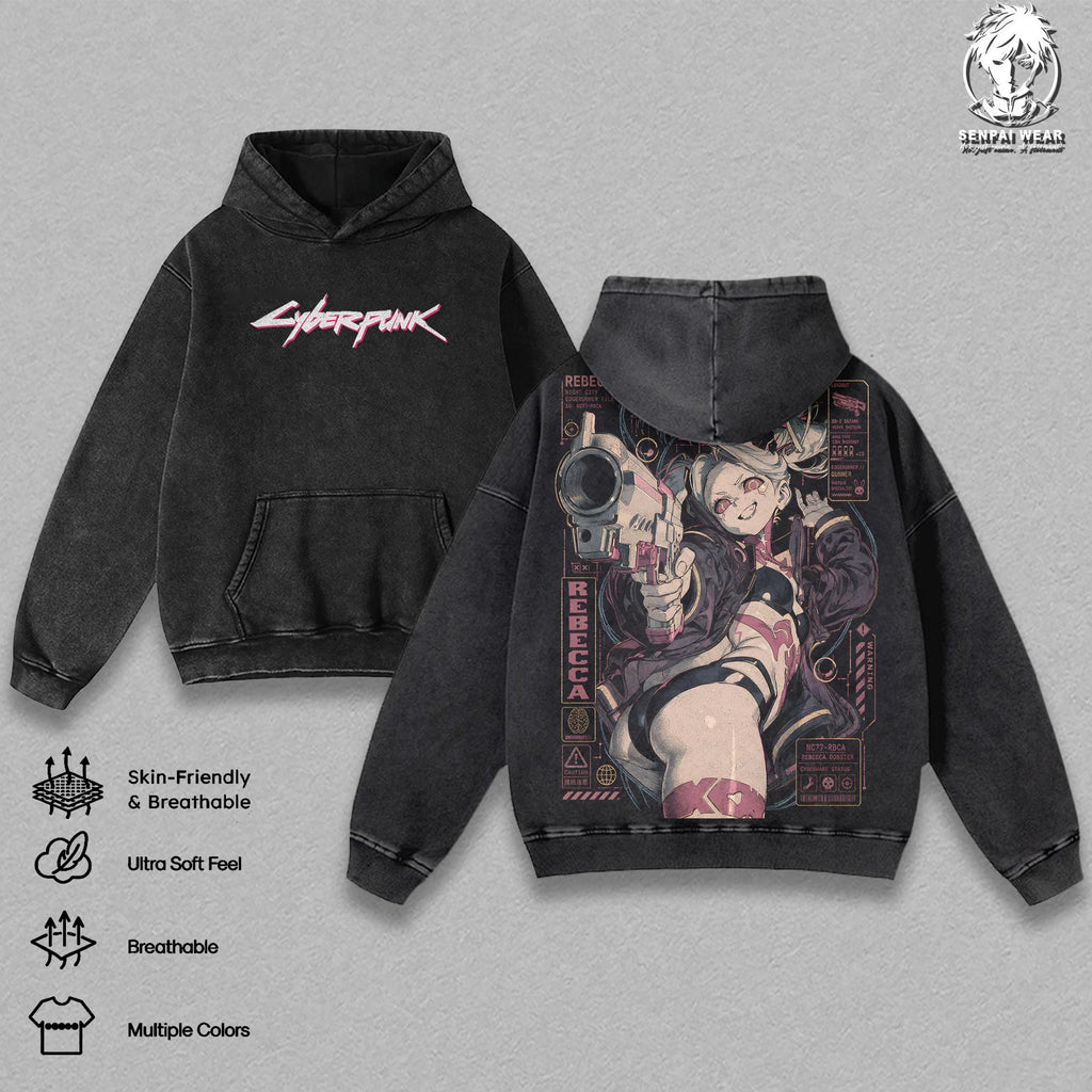 Rebecca Cyberpunk Edgerunners Anime Vintage Washed Tee