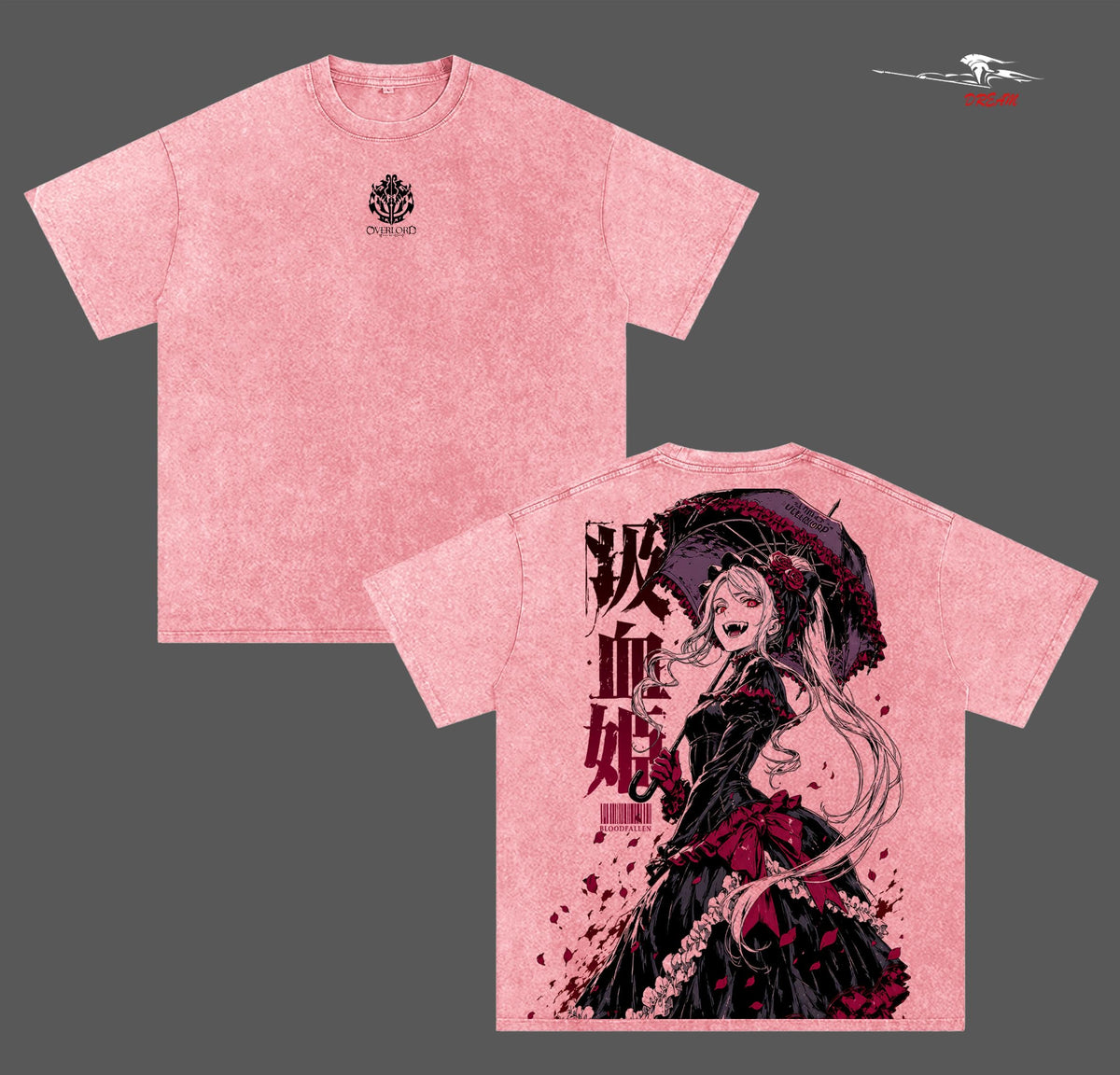 Shalltear Bloodfallen Overlord Anime Double Printed Vintage Washed Tee Unisex Oversize Anime Manga Washed Heavyweight Cotton T-shirt
