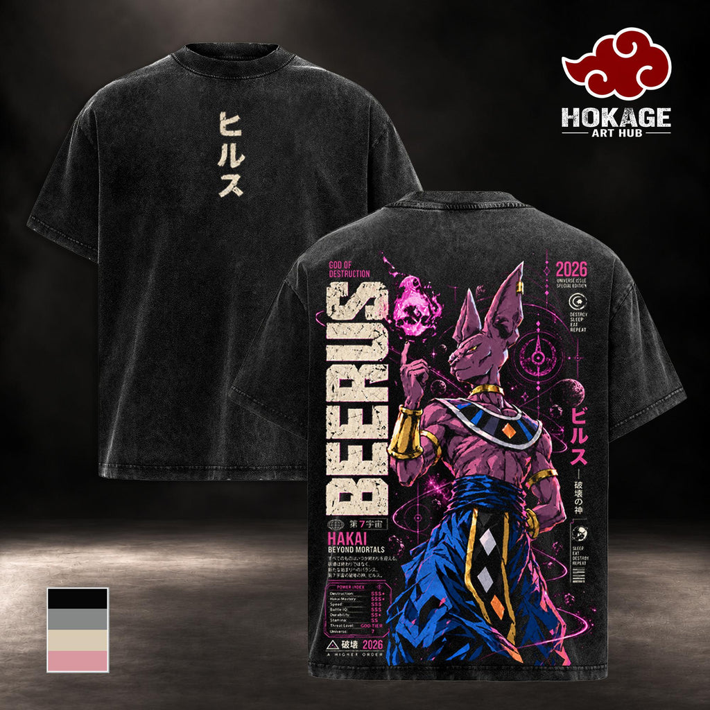 Beerus DBS Chapter 1 Anime Vintage Washed Hoodie