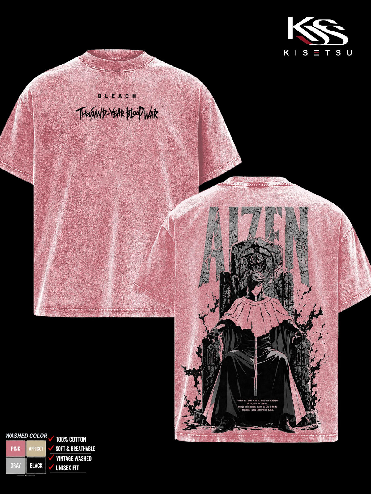 Sosuke Aizen Bleach TYBW Throne Anime Vintage Washed Tee