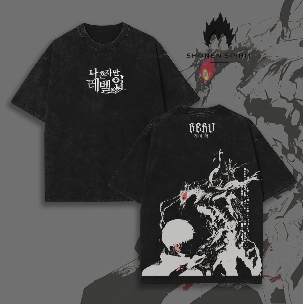 Beru x Sung Jin Woo Solo Leveling Anime Vintage Washed Tee