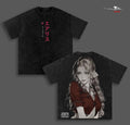 Aerith Gainsborough Final Fantasy 7 Anime Double Printed Vintage Washed Tee Unisex Oversize Anime Manga Washed Heavyweight Cotton T-shirt