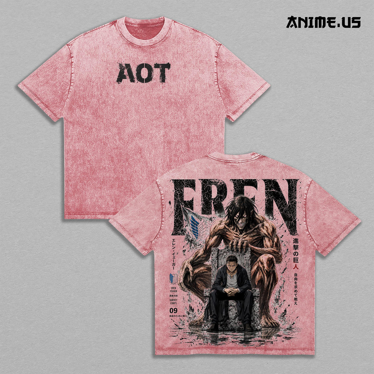 Eren Yeager Attack Titan Final Battle Anime Vintage Washed Tee