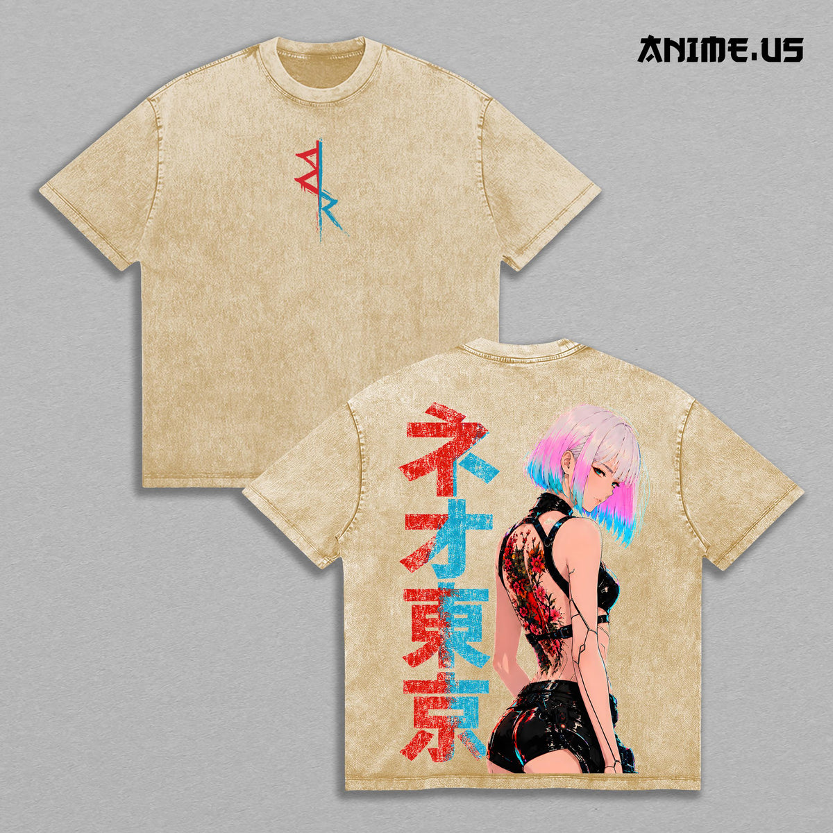Lucy Cyberpunk Edgerunners Anime Girl Futuristic Vintage Washed Oversized Tee Heavyweight Cotton Streetwear Shirt