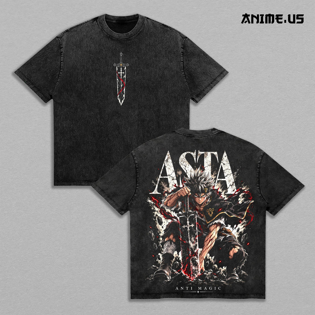 Asta Black Clover Anti Magic Anime Vintage Washed Tee