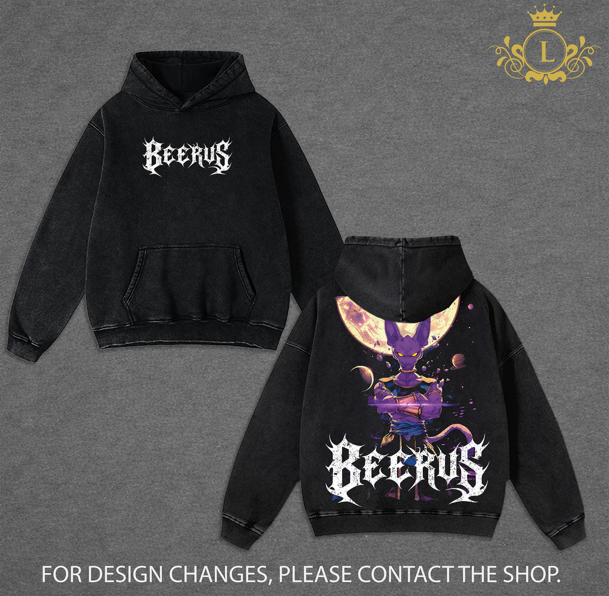 Limited Edition Beerus God of Destruction Dragon Ball Super Anime Shirt Vintage Washed Tee Black Grey Retro Graphic Powerful Divine Energy Streetwear