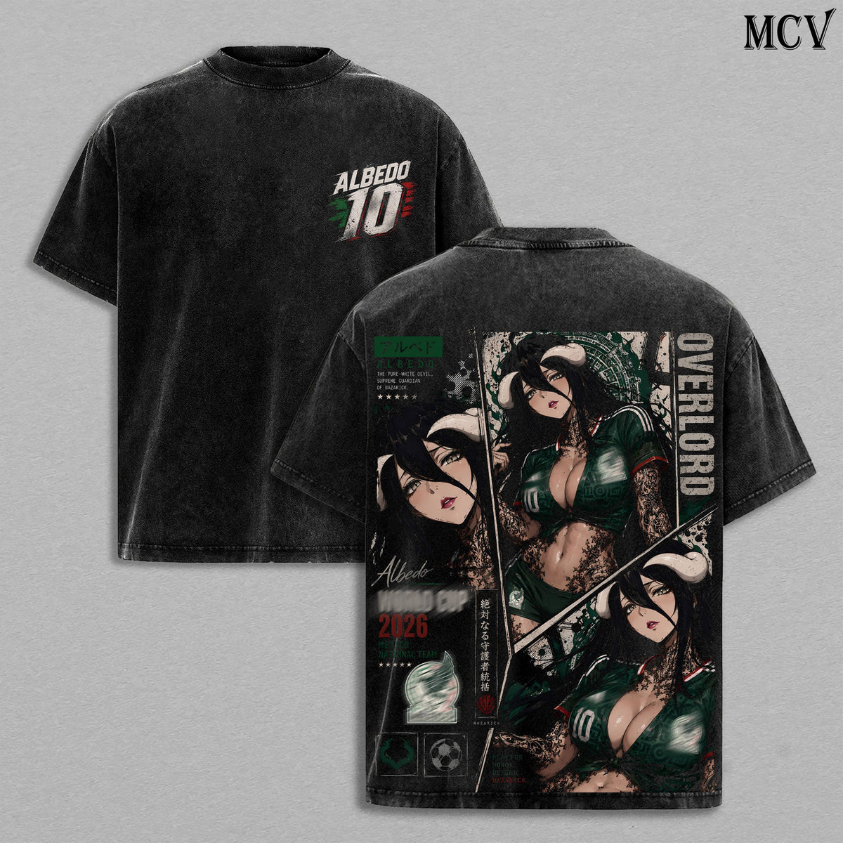 Albedo Overlord Mexico's World Football 2026 Anime Vintage Washed Tee