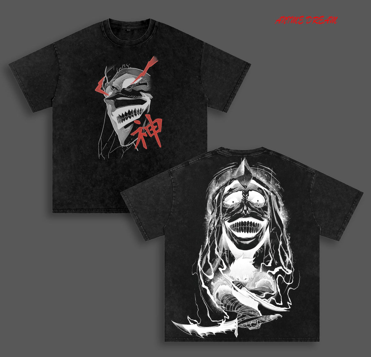 Statue of God Solo Leveling Anime Double Printed Vintage Washed Tee Unisex Oversize Anime Manga Washed Heavyweight Cotton T-shirt