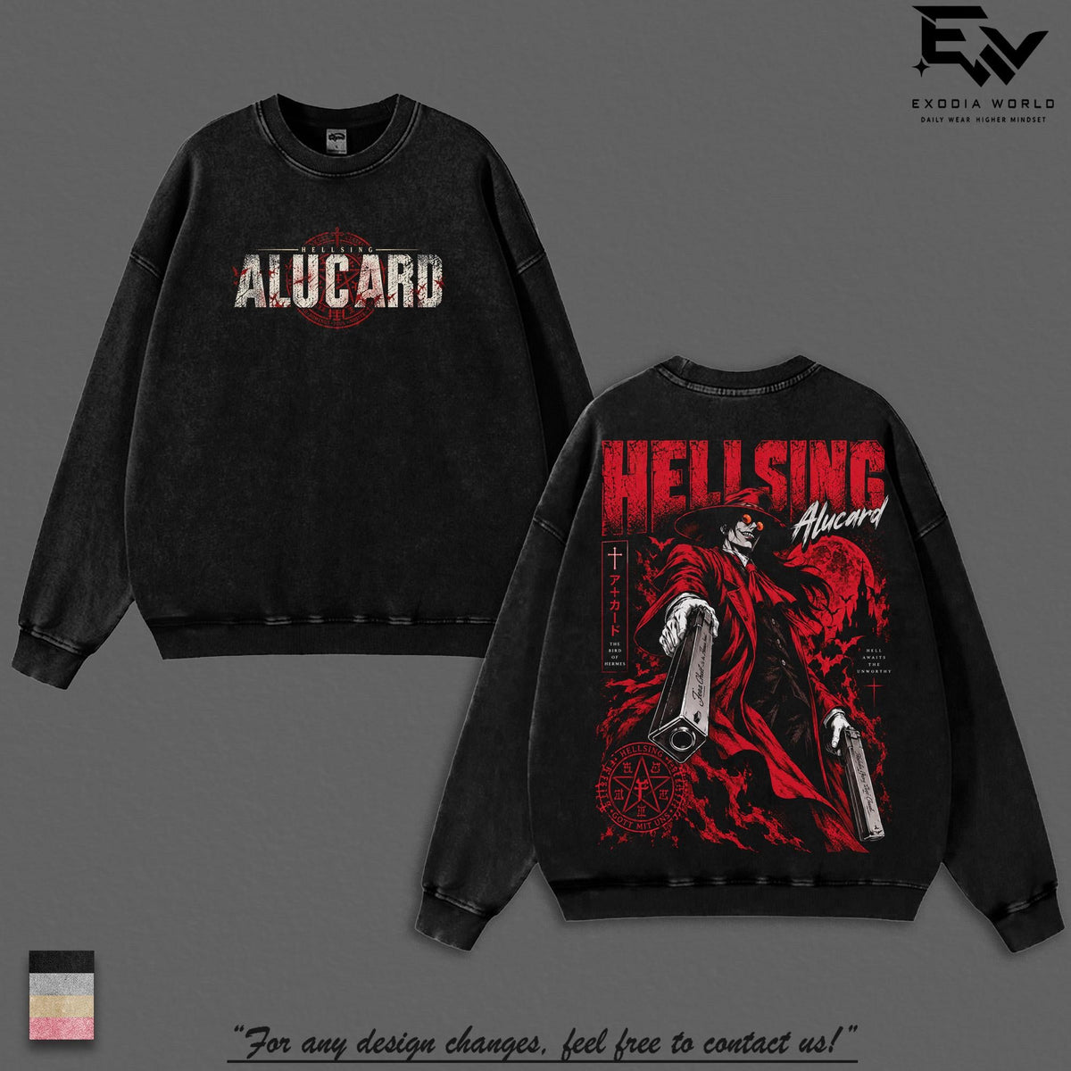 Alucard Hellsing Crimson Vampire Anime Vintage Washed Tee