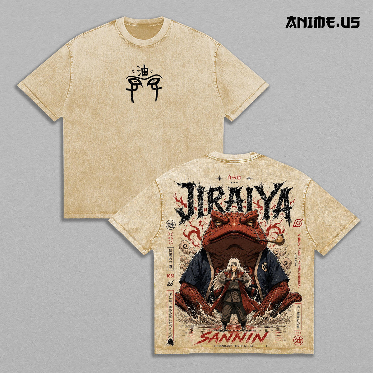 Jiraiya Legendary Sannin Naruto Anime Vintage Washed Tee