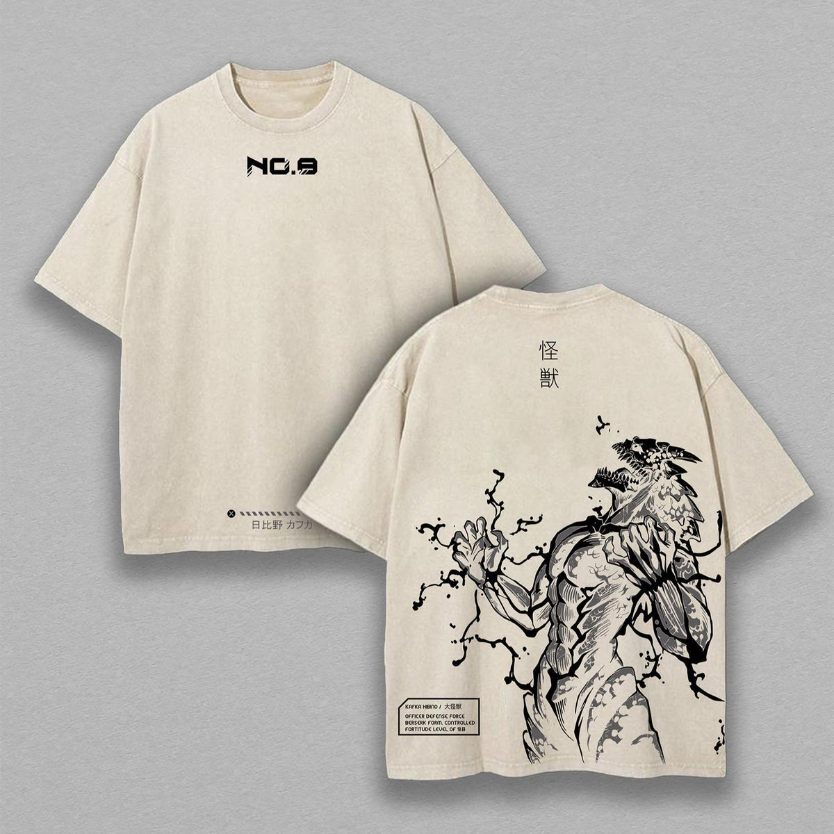 Kaiju No. 8 Tee | Oversized Washed Anime Shirt
