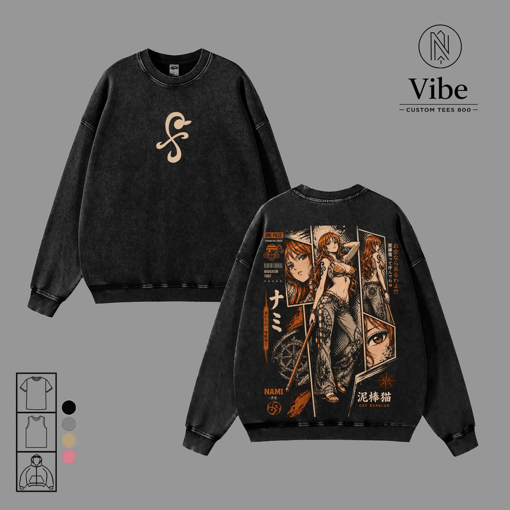 Nami 1 Piece Anime Vintage Washed Tee