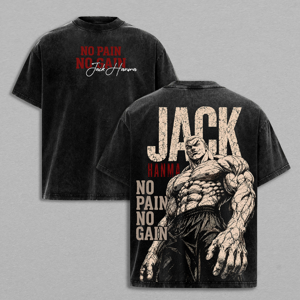 Jack Hanma Baki Gym Anime Vintage Washed Tee