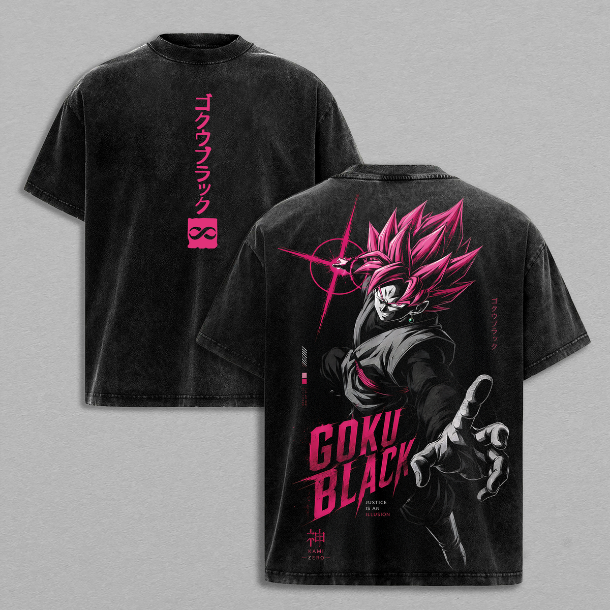 Rosé Kakarot Black x Zamasu Fused DBS Anime Vintage Washed Tee
