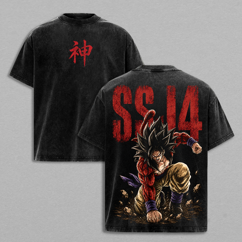 Gokuuuu SSJ4 Anime Vintage Washed Tee