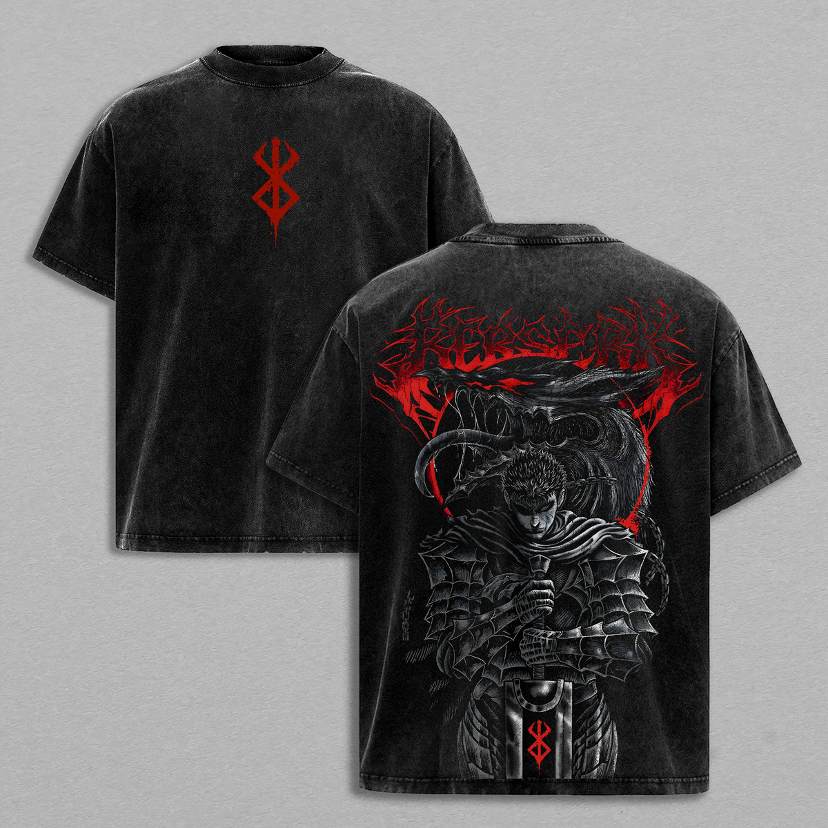 Guts Berserk Anime Vintage Washed Tee