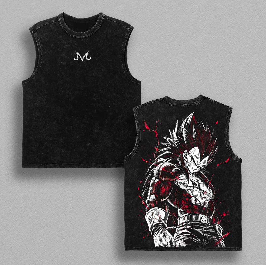 SSJ Final Shine Attack SSJ4 Prince of Saiyans Anime Vintage Washed Tee