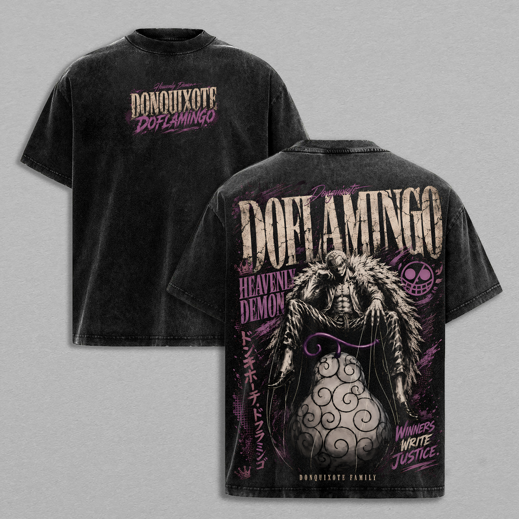 Ace Brook Chopper Doflamingo Kaido Law Anime Vintage Washed Tee