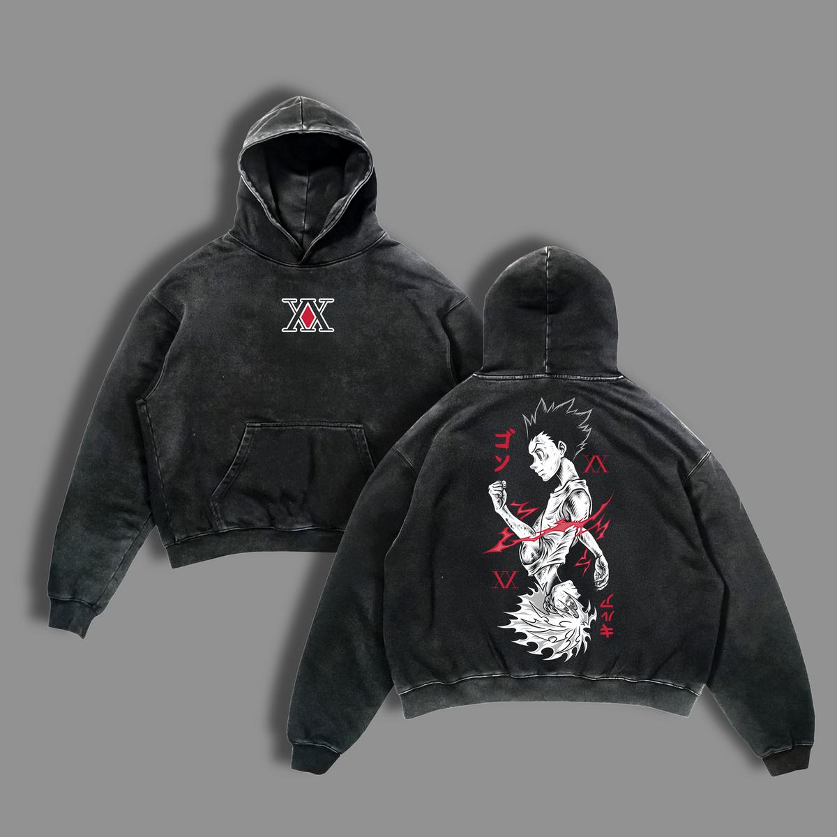 Gon Freecss VS Killuaa Zoldyckk Tee - Hunter x Hunter Vintage Washed Oversize T-Shirt