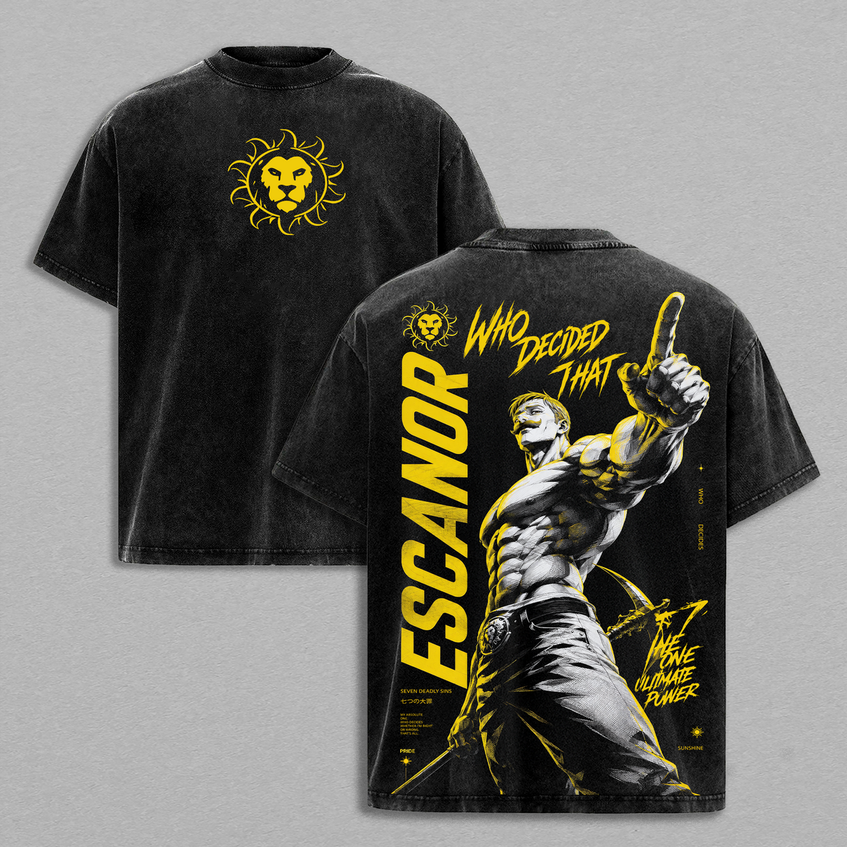 Escanor Seven Deadly Sins Who Decided That The One Anime Vintage Washed Tee