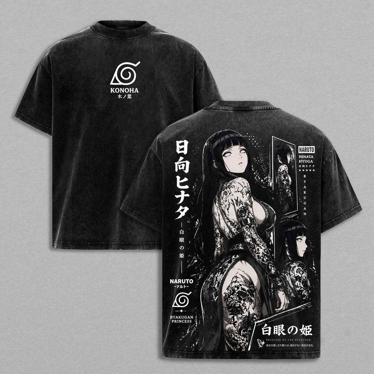 Hinata Hyuga Princess Tattoo NRT Anime Vintage Washed Tee