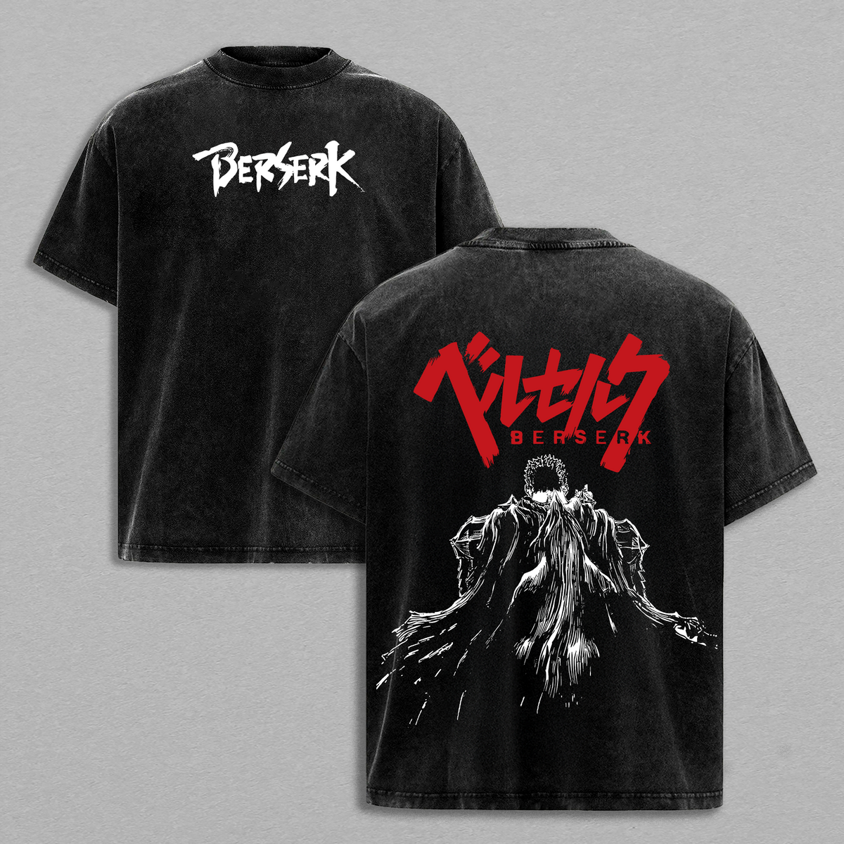 Guts Berserk Washed Tee – Anime Oversize T-Shirt