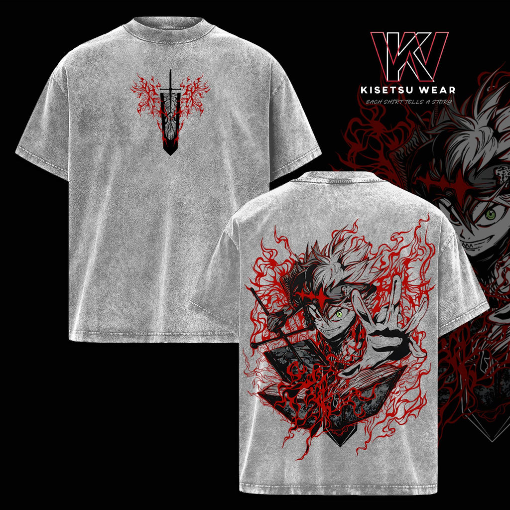 Asta Demon Form Black Clover Anime Vintage Washed Tee