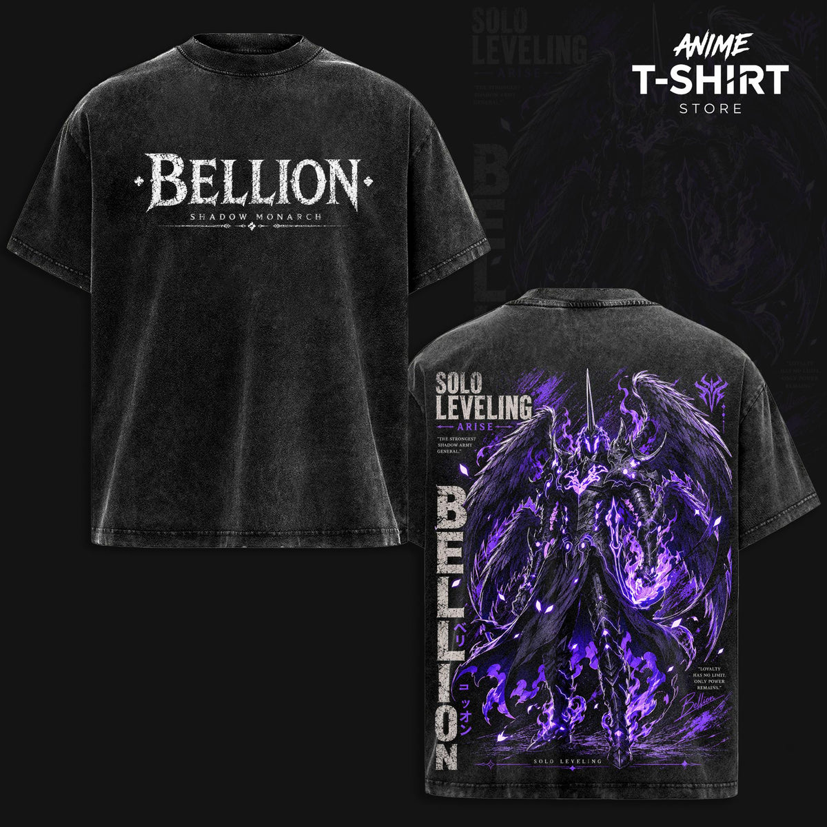 Bellion Solo Leveling Arise Anime Vintage Washed Tee