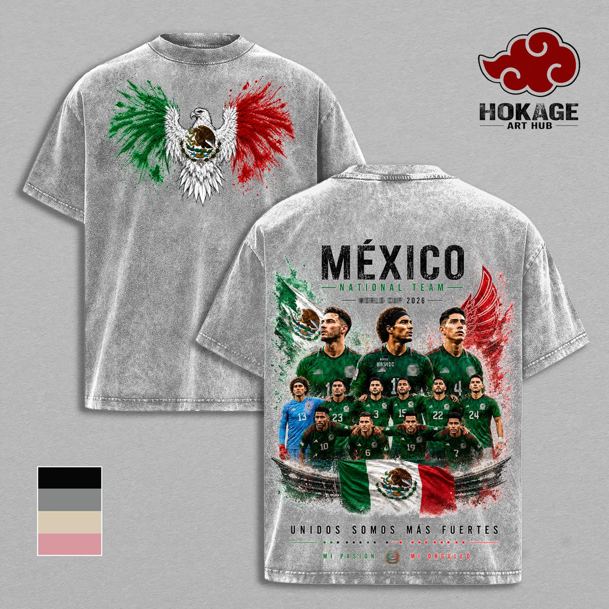 Mexico World Football Tour 2026 Team Lineup Vintage Washed Tee