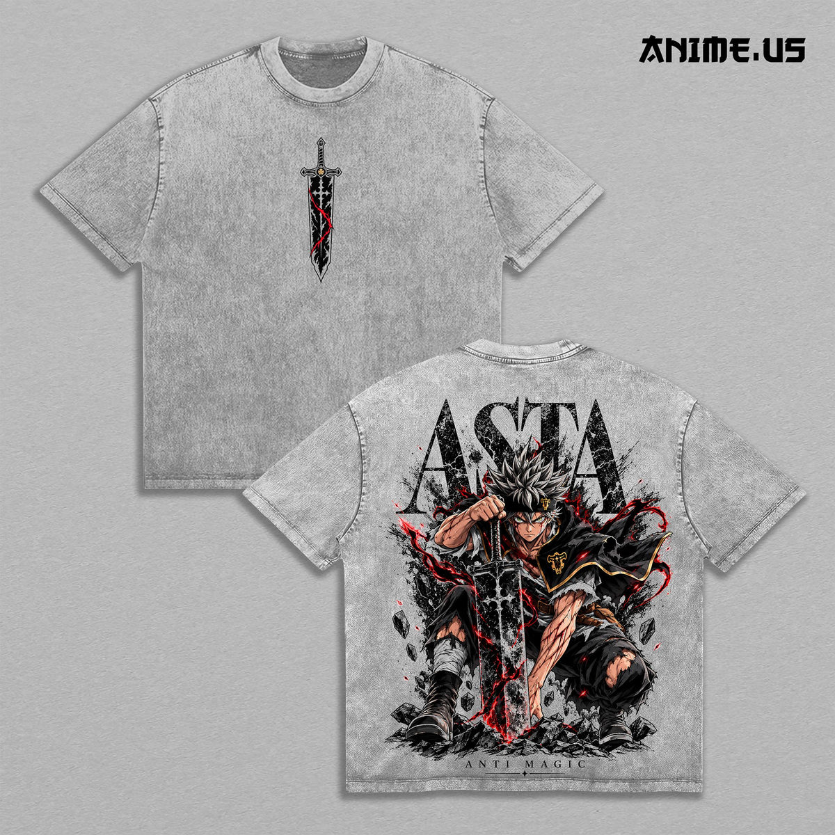Asta Black Clover Anti Magic Anime Vintage Washed Tee