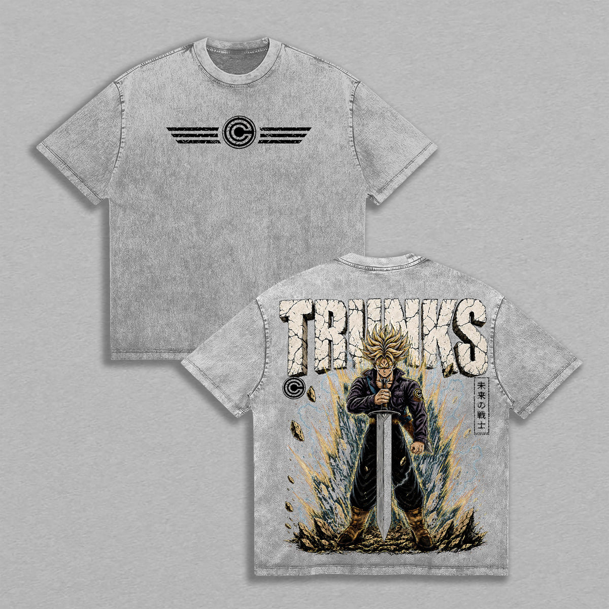 Future Trunks DBZ Sword Time Warrior Anime Vintage Washed Tee