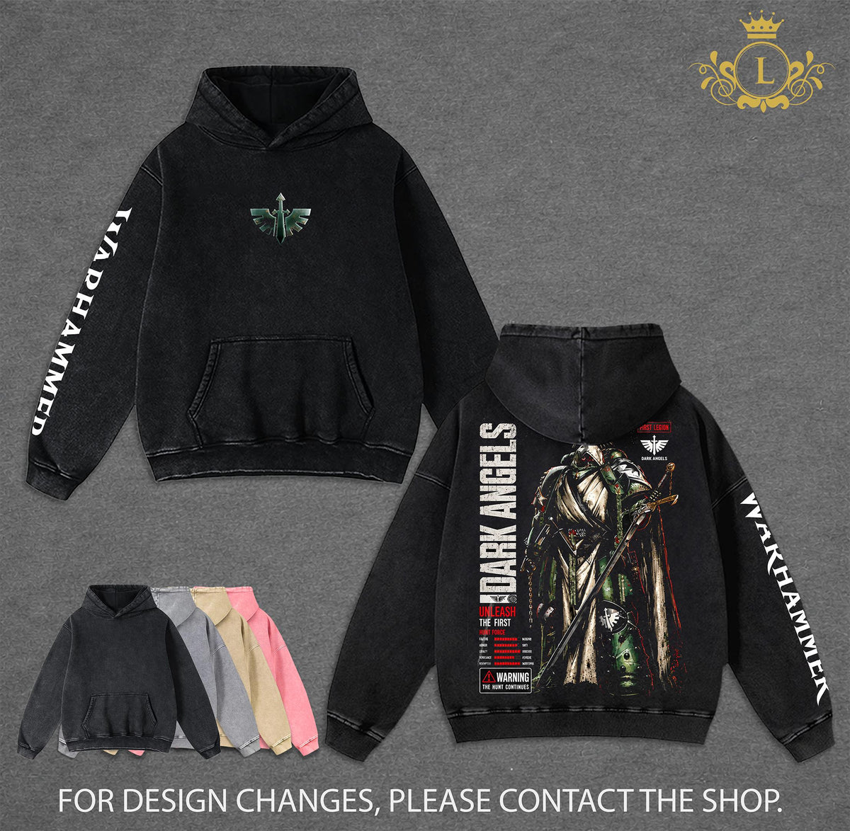 Dark Angels Warhammer 40K Dawn of War IV Vintage Washed Hoodie