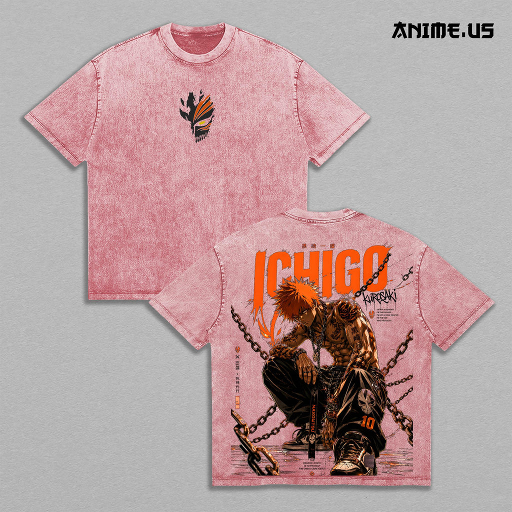 Ichigo Kurosaki Bleach Zangetsu Anime Vintage Washed Tee