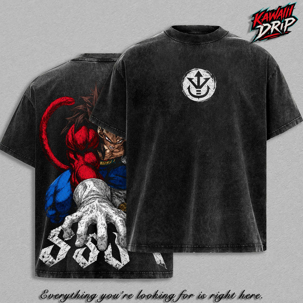 SSJ4 Prince of All Saiyans DBZ GT Anime Vintage Washed Tee