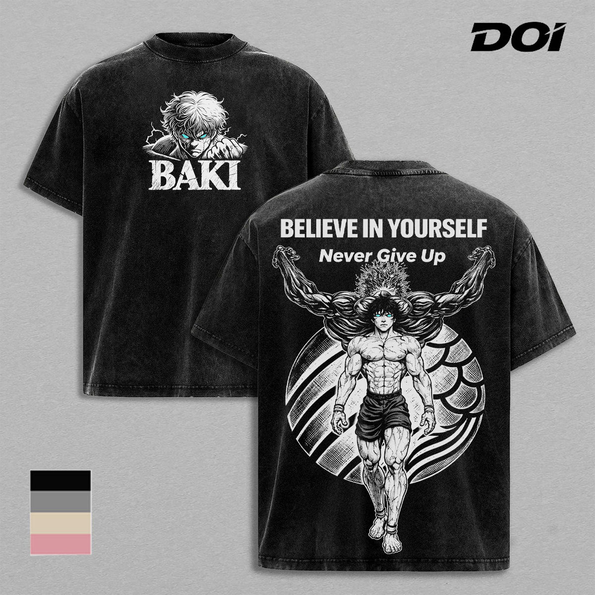 Baki Hanma Believe in Yourself Anime Vintage Washed Tee