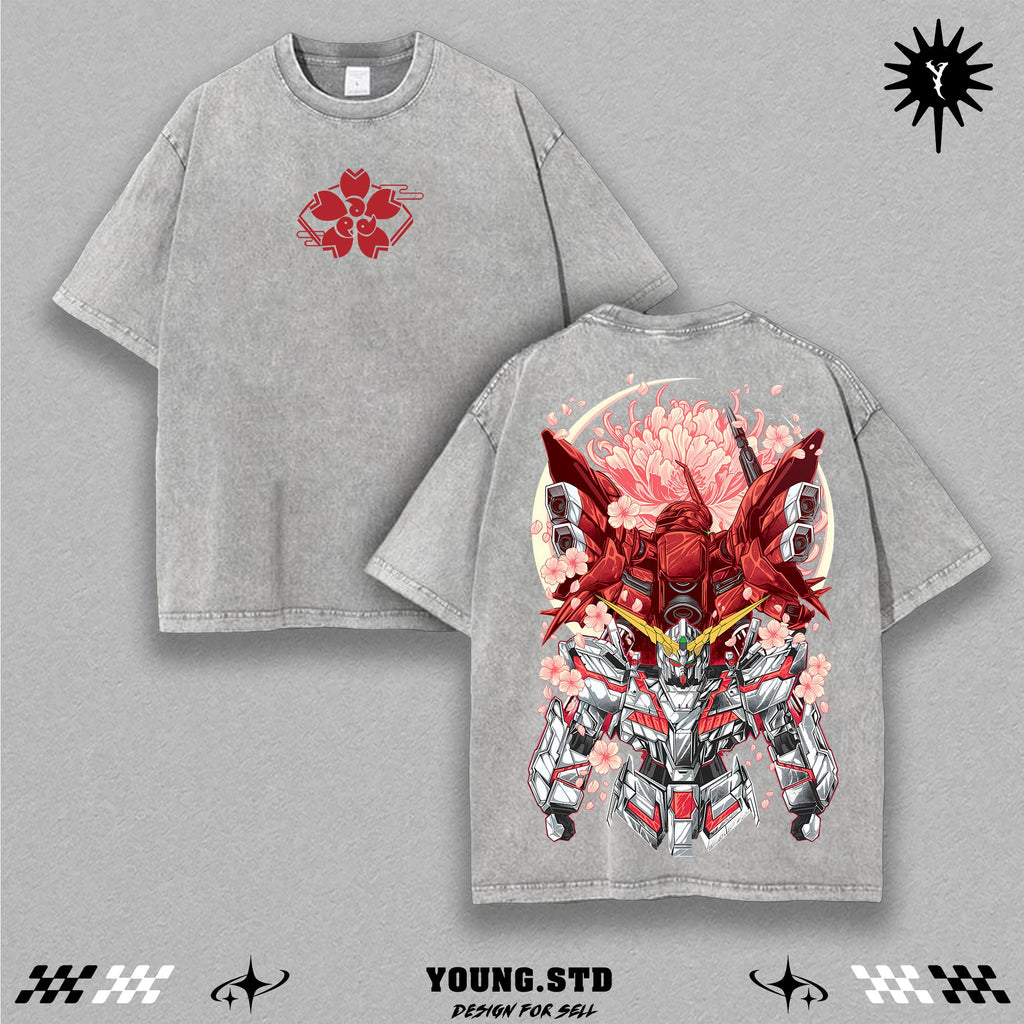 Cherry Blossom Gundam Anime Vintage Washed Tee