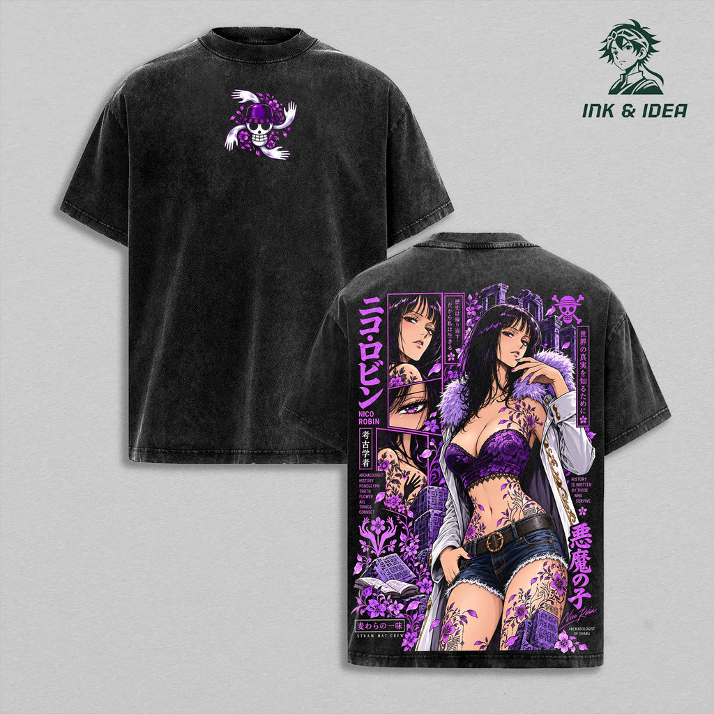 Nico Robin Devil Child One Piece Anime Vintage Washed Tee