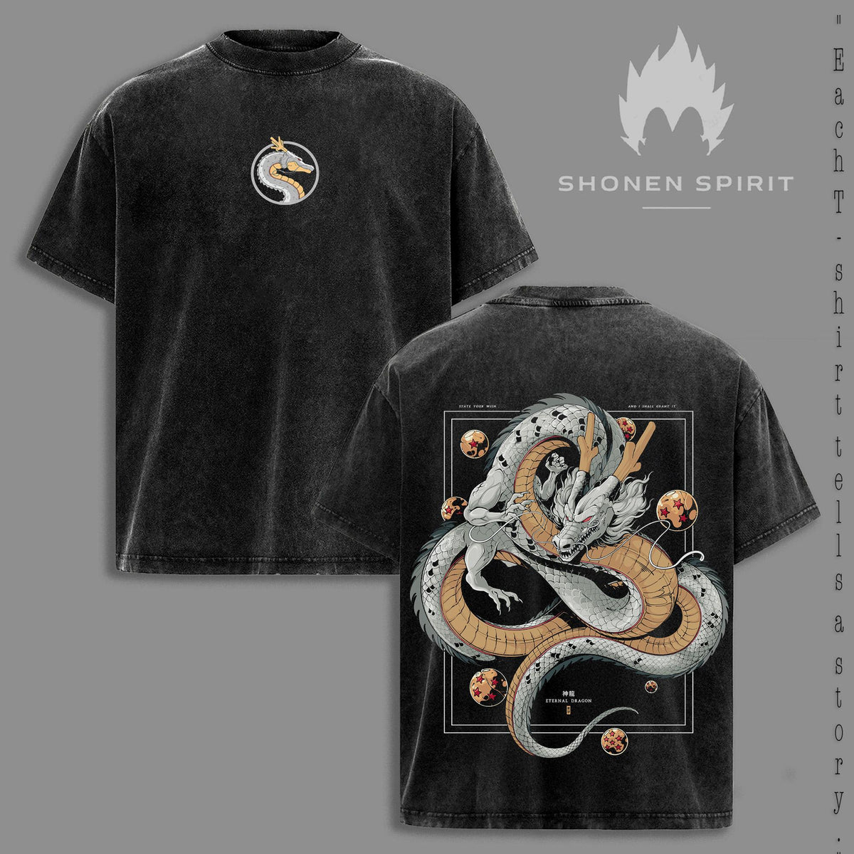 Eternal Dragon Legendary Dragon Spirit Anime Vintage Washed Tee