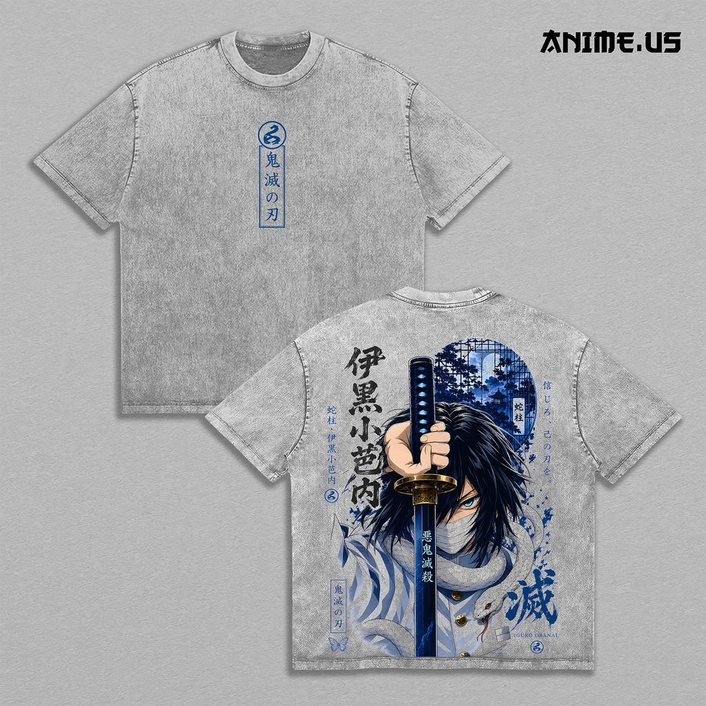 Iguro Obanai Serpent Hashira Demon Slayer Anime Vintage Washed Tee