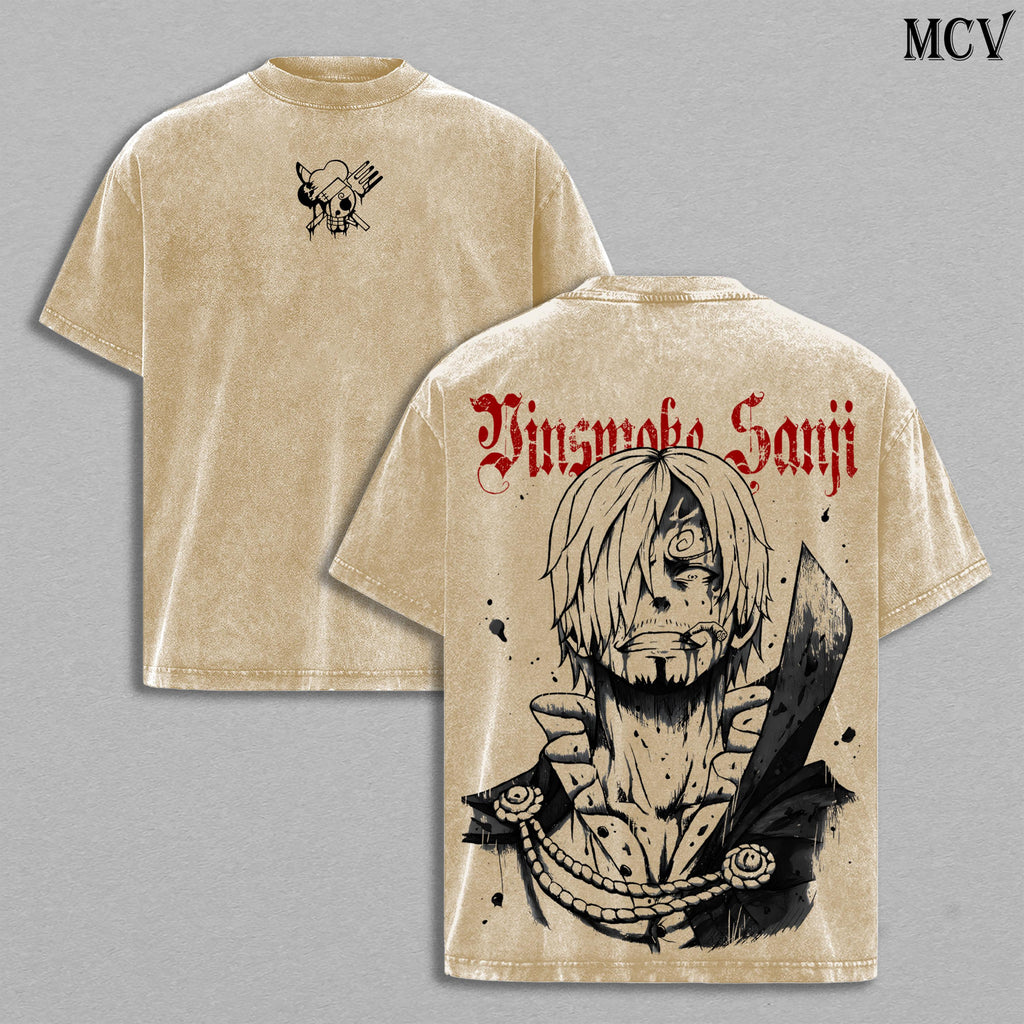 Sanji One Piece Anime Vintage Washed Tee