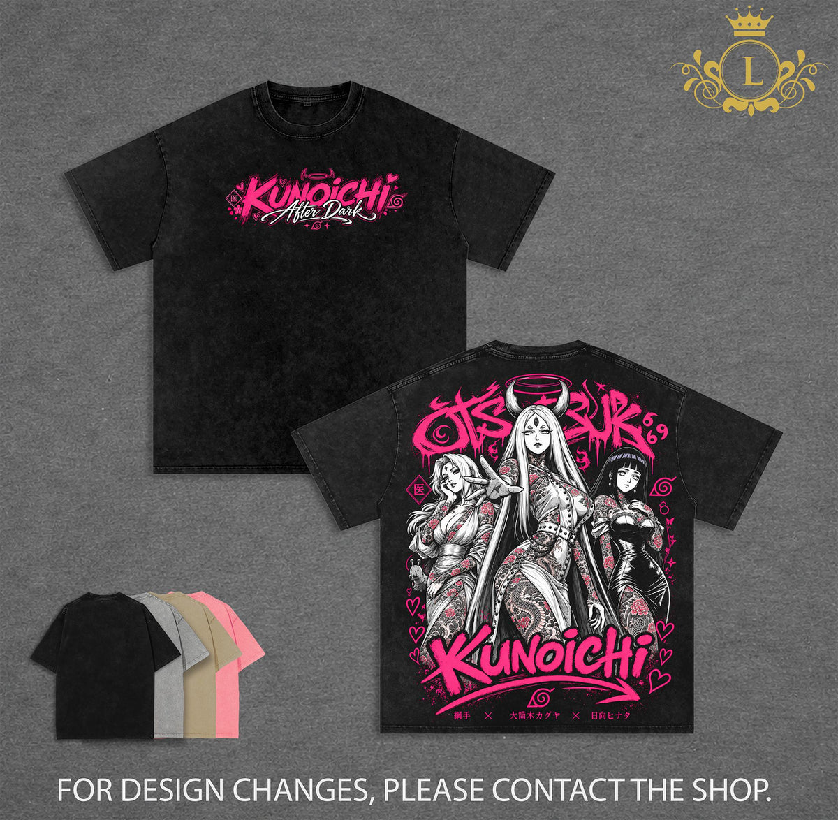 Tsunade Kaguya Hinata Narrruto Anime Vintage Washed Tee